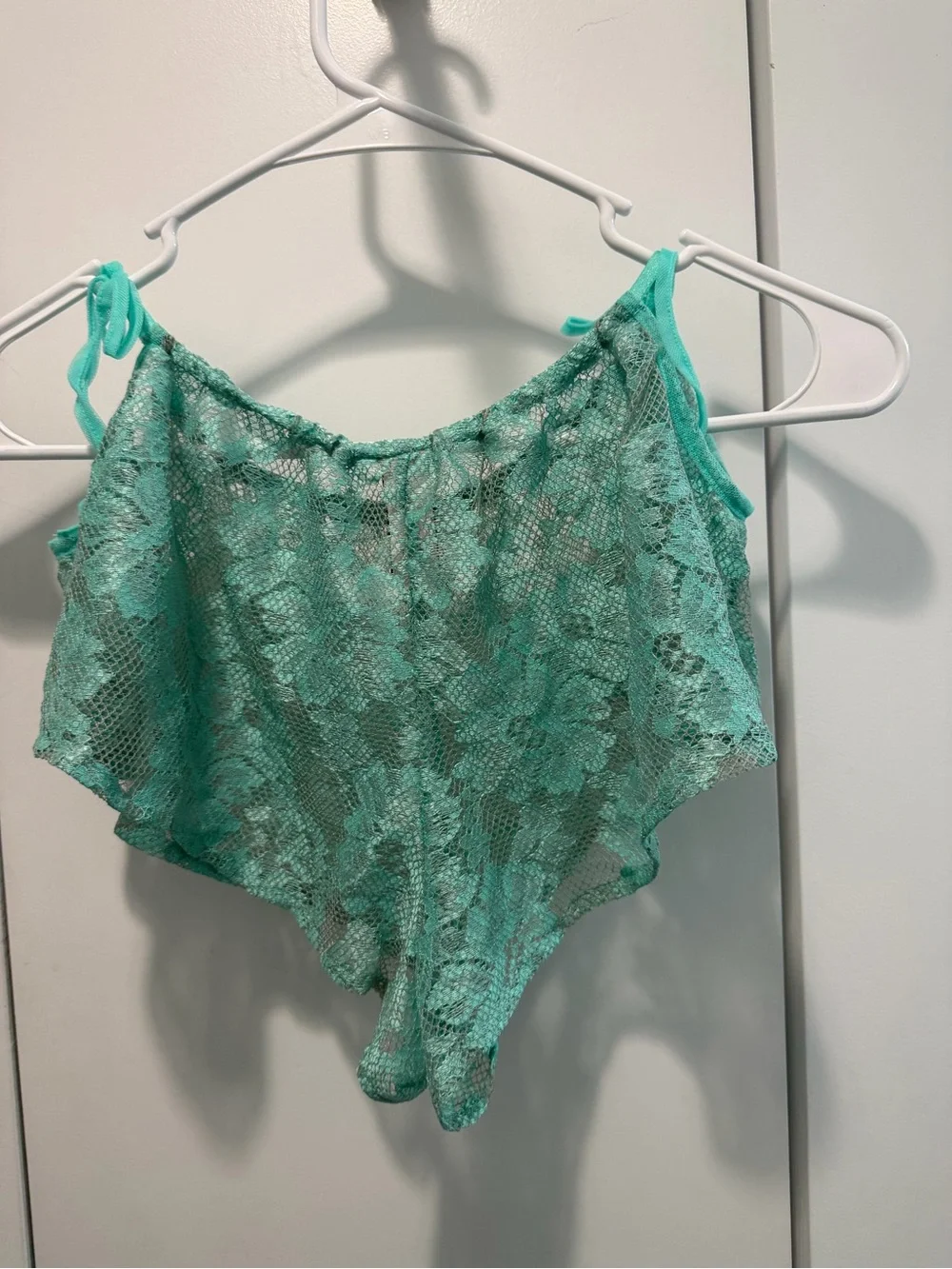 NWT Victoria’s Secret Sheer Lace Crop Bralette & Short Set - Mint Green